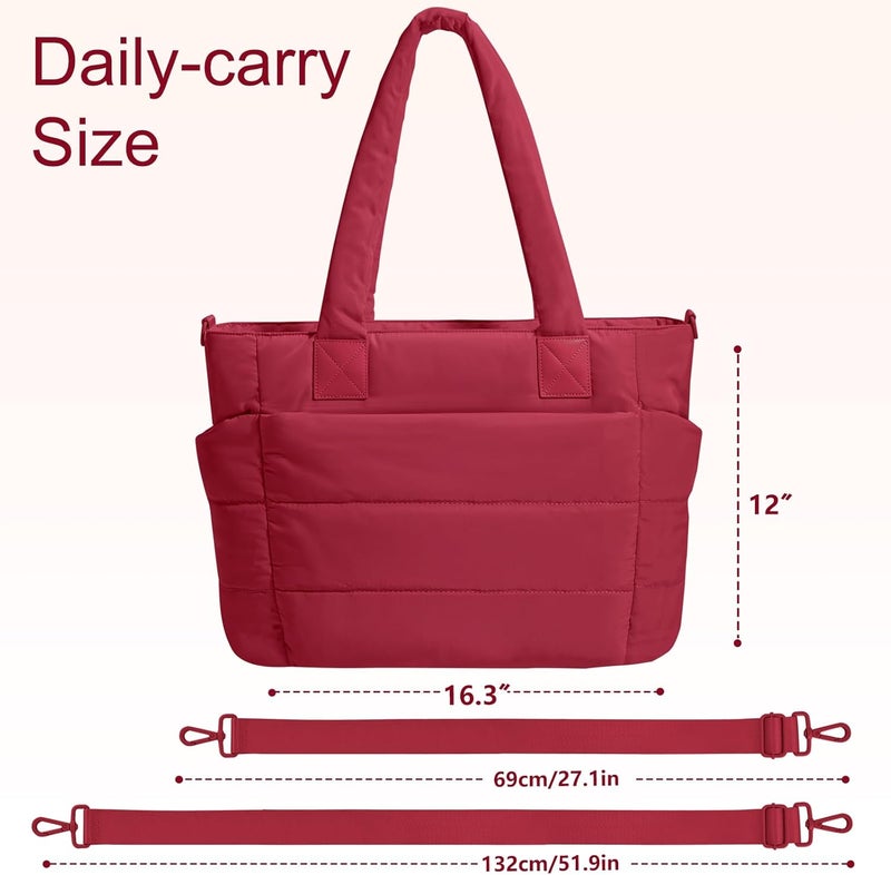 GASSDA Tote Bag for Women Puffer Tote Bag Large Nurse Bags Shoulder Handbag with Zipper for Work Travel - Image 3